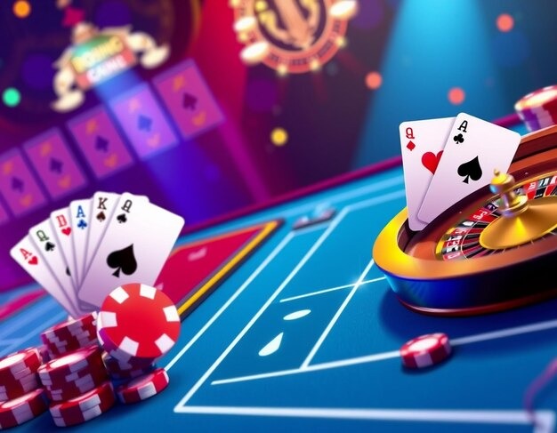 Roulette wheel and betting layout in live studio